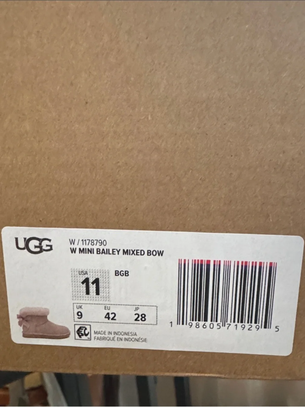 UGG Mini Bailey Mixed Bow Boots - Pink/Taupe